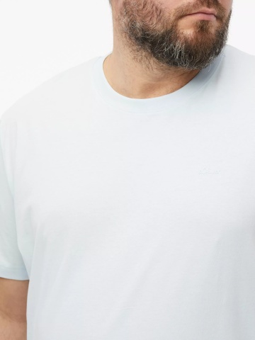 s.Oliver Big Sizes Tricou barbati big sizes cu decolteu la baza gatului, din bumbac, Albastru deschis - Img 4