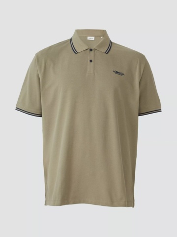s.Oliver Big Sizes Tricou polo barbati big sizes, din piqué cu logo si detalii contraste, Verde masliniu - Img 7