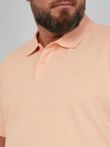 s.Oliver Big Sizes Tricou polo barbati big sizes, Regular fit din bumbac, Portocaliu deschis - Img 4