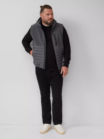 s.Oliver Big Sizes Vesta sport barbati, pentru exterior cu gluga si croiala Regular fit, Gri inchis - Img 6