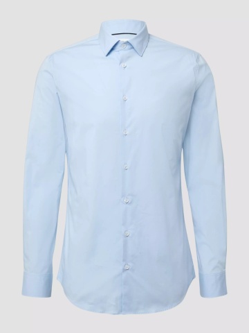 s.Oliver BLACK LABEL, Camasa barbati din amestec de bumbac, cu croiala Tailored fit, Albastru deschis - Img 5