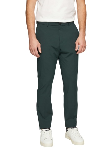 s.Oliver BLACK LABEL Pantaloni costum barbati, cu talie medie si croiala Slim fit, Verde inchis