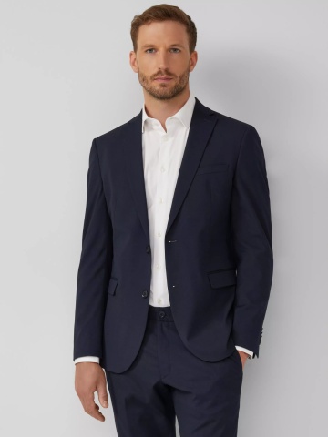 s.Oliver BLACK LABEL, Sacou elegant barbati, croiala Slim fit, Bleumarin inchis
