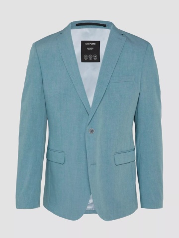 s.Oliver BLACK LABEL Sacou elegant barbati, croiala Slim fit, Turcoaz - Img 8