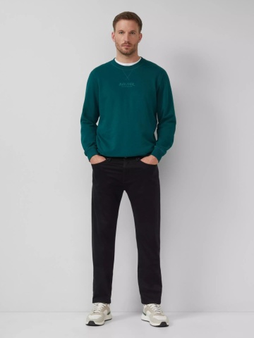 s.Oliver Bluza barbati cu decolteu la baza gatului, logo, Regular Fit, Verde - Img 4