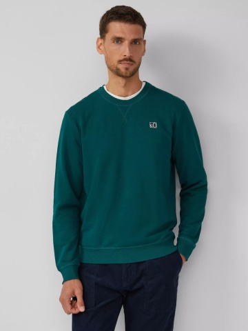 s.Oliver Bluza barbati, cu decolteu la baza gatului, logo, Verde