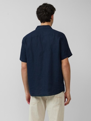 s.Oliver Camasa usoara cu maneca scurta, barbati, din 100% in, Regular fit, Bleumarin inchis - Img 2