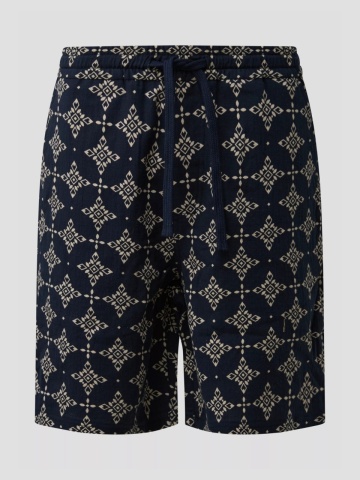 s.Oliver Pantaloni scurti barbati, cu talie medie, din bumbac, cu imprimeu, Resort fit, Detroit, Bleumarin inchis - Img 7