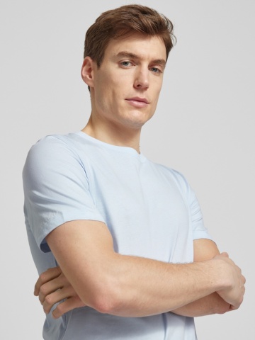 s.Oliver Tricou barbati cu croiala Regular fit, din bumbac, Albastru deschis - Img 3