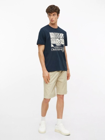s.Oliver Tricou barbati, din bumbac, cu imprimeu frontal, Bleumarin inchis - Img 6