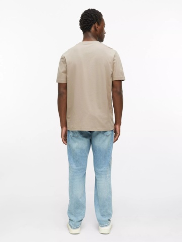 s.Oliver Tricou barbati, din bumbac, la baza gatului, Regular fit, Maro deschis - Img 2