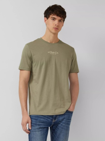s.Oliver Tricou barbati la baza gatului, din bumbac, Regular fit, Olive