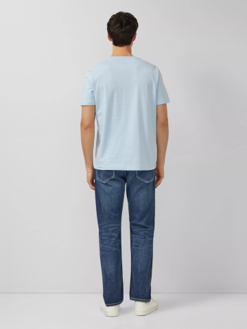 s.Oliver Tricou barbati la baza gatului, din bumbac, Regular fit, Albastru deschis - Img 2