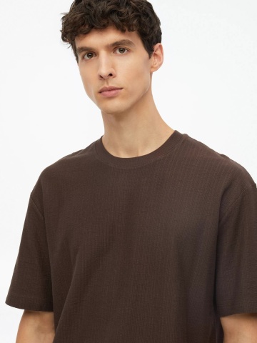 s.Oliver Tricou barbati, la baza gatului, din bumbac, Relaxed Fit, Maro inchis - Img 3