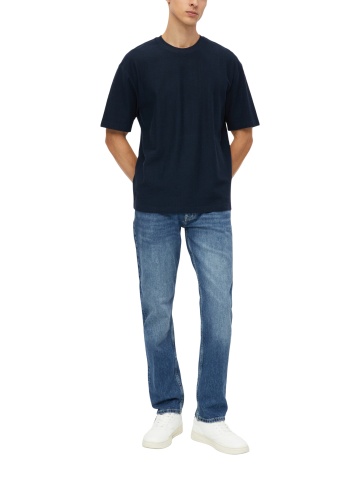 s.Oliver Tricou barbati, la baza gatului, din bumbac, Relaxed Fit, Bleumarin inchis - Img 3