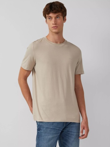 s.Oliver Tricou barbati, Regular fit cu decolteu la baza gatului, imprimeu uni, Bej