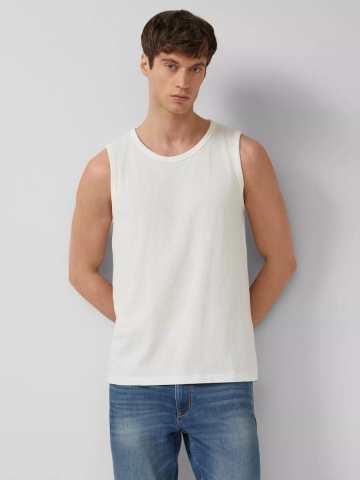 s.Oliver Tricou fara maneca barbati, din jerseu de bumbac, Regular fit, Alb
