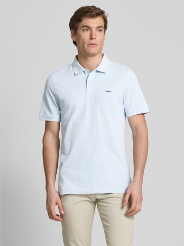s.Oliver Tricou polo barbati, din 100% bumbac, cu logo, Albastru pastel