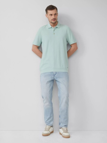 s.Oliver Tricou polo barbati, din piqué waffle, Regular fit, Turcoaz - Img 5