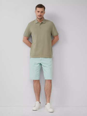 s.Oliver Tricou polo barbati, din piqué waffle, Regular fit, Verde masliniu - Img 5