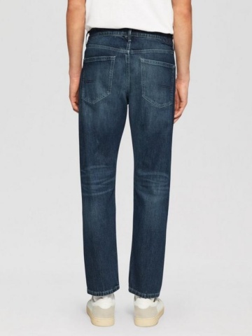Blugi Mauro, cu talie inalta, croiala Regular Fit, Tapered leg, Albastru inchis - Img 2