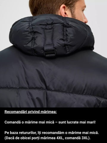 Geaca matlasata barbati big size cu gluga, Negru - Img 3
