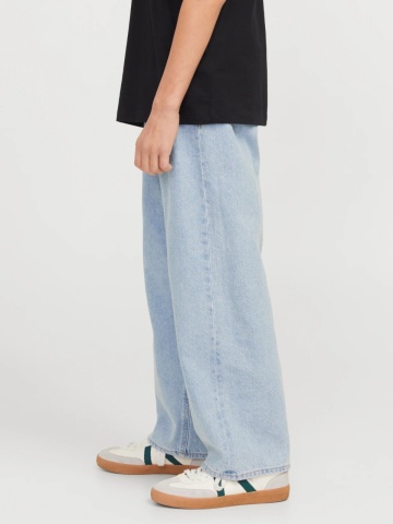 Jack & Jones Blugi baieti, ALEX, cu talie inalta si croiala Baggy Fit, Albastru deschis - Img 3