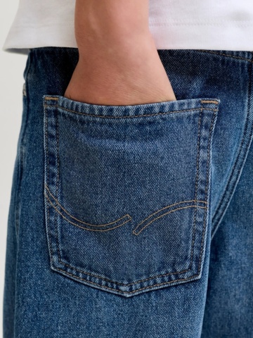Jack & Jones Blugi baieti, ALEX, cu talie inalta si croiala Baggy fit, Albastru inchis - Img 4