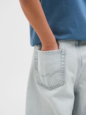Jack & Jones Blugi baieti, RON, cu talie inalta si croiala Extra Baggy fit, Albastru deschis - Img 4