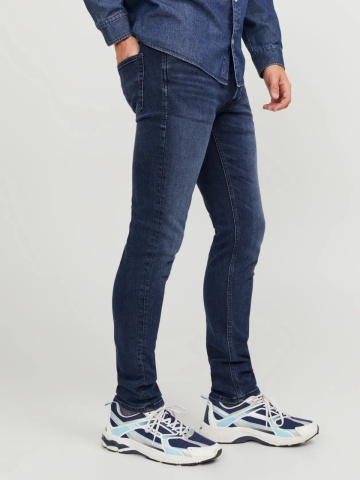 Jack & Jones Blugi barbati Glenn, cu talie joasa si croiala Slim fit, Albastru inchis - Img 3