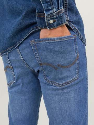 Jack & Jones Blugi barbati Glenn, cu talie joasa si croiala Slim fit, Albastru - Img 5