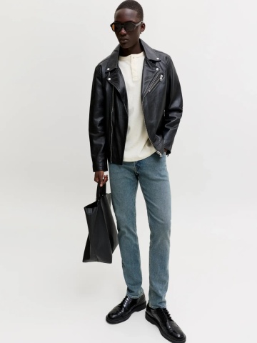 Jack & Jones Blugi barbati GLENN, cu talie joasa si croiala Slim fit, Albastru inchis - Img 7
