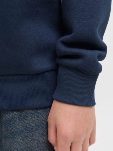 Jack & Jones Bluza baieti, Regular fit, cu imprimeu text si decolteu la baza gatului, Bleumarin inchis - Img 4