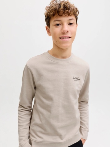 Jack & Jones Bluza baieti, Relaxed fit, cu decolteu la baza gatului, Bej - Img 4