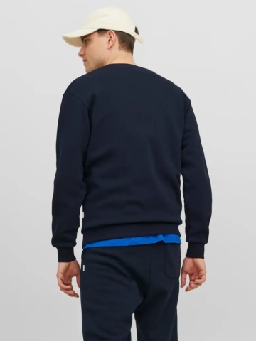 Jack & Jones Bluza barbati, simpla cu decolteu la baza gatului, Bleumarin inchis - Img 2