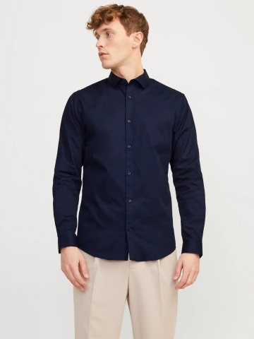 Jack & Jones Camasa barbati, Blacardiff cu croiala Slim fit, Bleumarin inchis