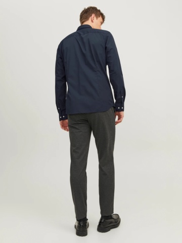 Jack & Jones Camasa barbati, din amestec de bumbac, Slim Fit, Bleumarin inchis - Img 7