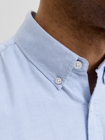 Jack & Jones Camasa barbati, din bumbac, Regular fit, JJOXFORD, Albastru - Img 3