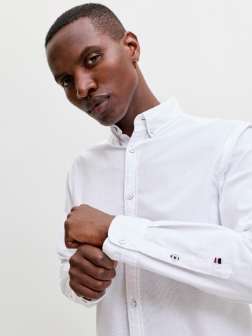 Jack & Jones Camasa barbati, din bumbac, Regular fit, JJOXFORD, Alb - Img 3