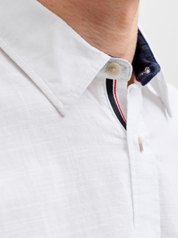 Jack & Jones Camasa barbati, Regular fit, Henry, din bumbac, Alb - Img 4