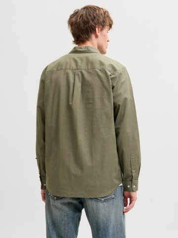 Jack & Jones Camasa barbati, Regular fit, Henry, din bumbac, Olive - Img 2