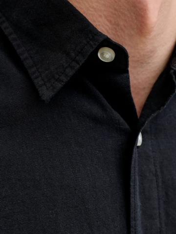 Jack & Jones Camasa cu maneca lunga barbati, din amestec de in, Regular fit, Negru - Img 2