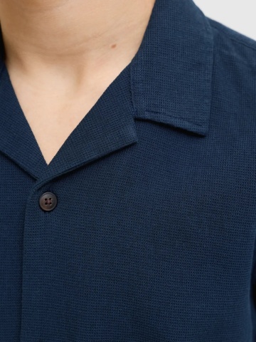 Jack & Jones Camasa cu maneca scurta baieti, Waffle Resort Shirt, Relaxed Fit, Bleumarin inchis - Img 4