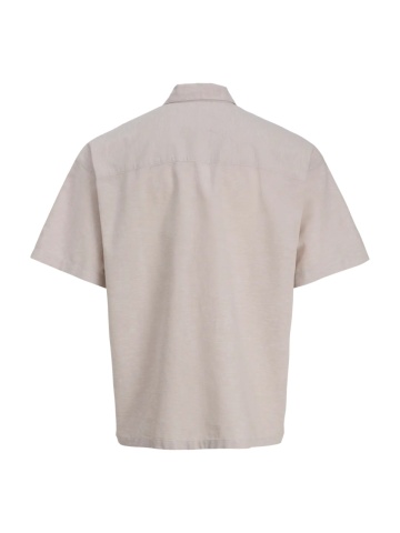 Jack & Jones Camasa oversize cu maneca scurta barbati, din amestec de in, Bej - Img 2
