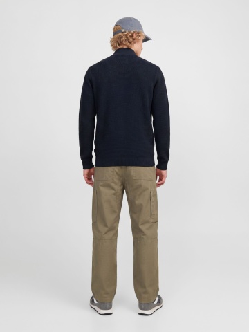 Jack & Jones Cardigan tricotat barbati cu guler inalt, din bumbac organic, JPRBLURYAN, Bleumarin inchis - Img 2