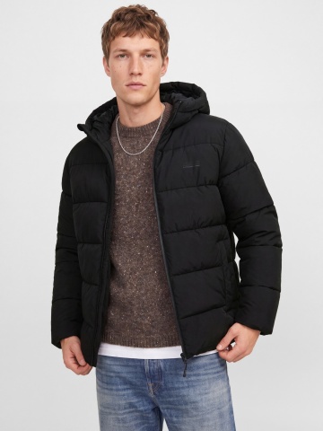 Jack & Jones Geaca barbati, PUFFER, cu gluga, Regular fit, JJEFREDDIE, Negru - Img 3