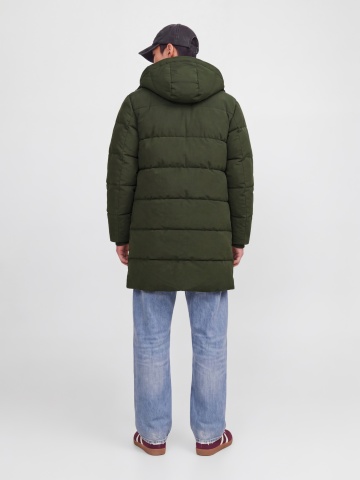 Jack & Jones Geaca lunga barbati, PUFFER, cu gluga, Regular fit, JJEBECKS, Verde inchis - Img 2
