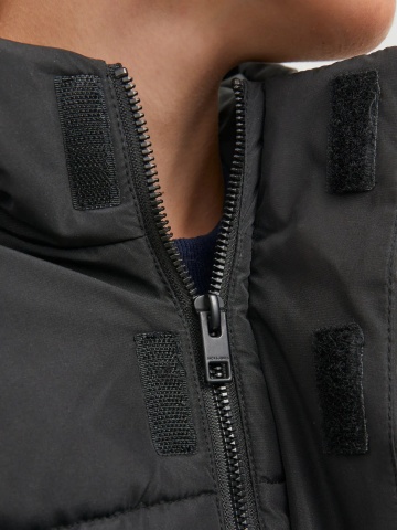 Jack & Jones Geaca PUFFER baieti, cu dubla inchidere, gluga si imprimeu cu logo, JCOSPEED, Negru - Img 3