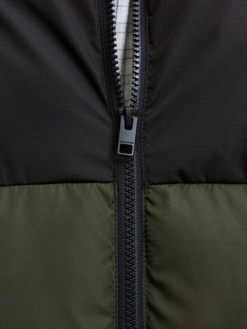 Jack & Jones Geaca pufoasa, barbati, fara gluga, rezistenta la vant, Verde inchis - Img 4