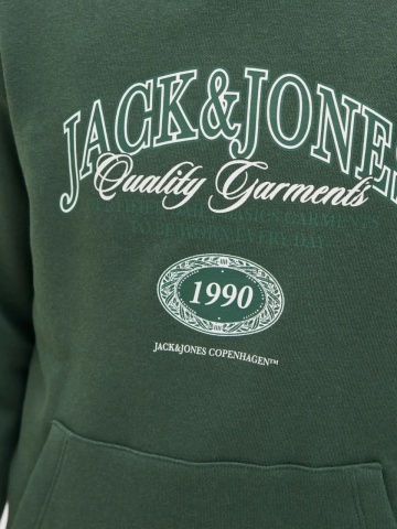 Jack & Jones Hanorac baieti cu imprimeu cu logo si buzunar tip marsupiu, Verde - Img 4
